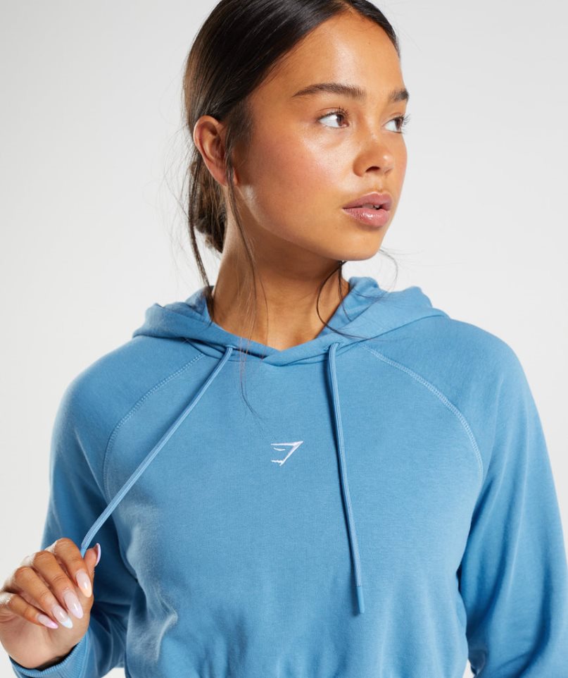 Women's Gymshark Training Cropped Hoodie Blue | CA 58N0D6